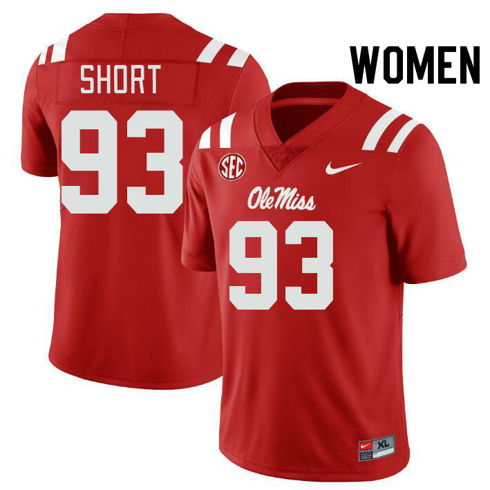 Women #93 Carter Short Ole Miss Rebels College Football Jerseys Stitched-Red